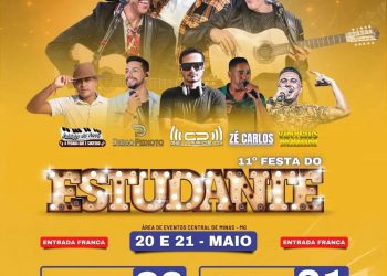 AGENDA:  Presença confirmada  de  Di Paullo e Paulino na 11ª  Festa do Estudante, sexta, (20), e sábado, (21),  em Central de Minas, veja as atrações…