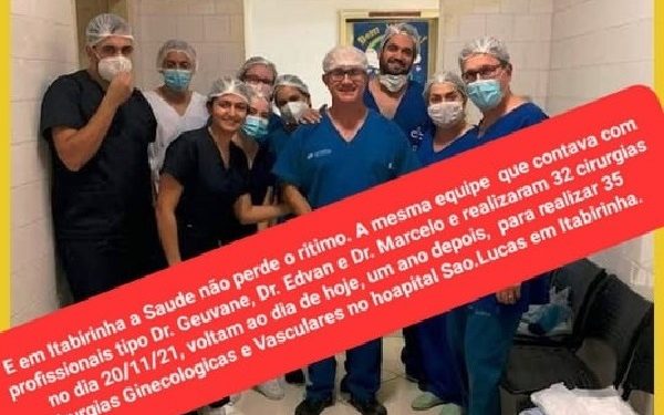 Um ano depois: Em Itabirinha a saúde não perde o ritmo, 35 cirurgias; 17 vasculares e 15 ginecológicas 