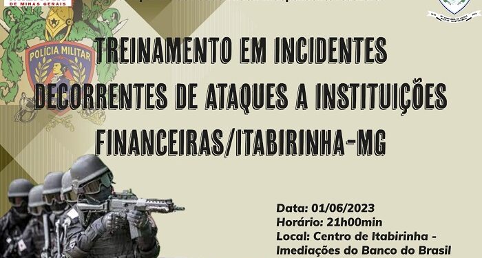 PM informa realização do simulado de explosão a caixa eletrônico na próxima quinta feira, (01), em  Itabirinha