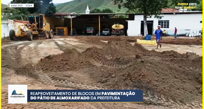 Prefeitura reaproveita blocos do antigo calçamento da Avenida Getúlio Vargas para pavimentar todo pátio de almoxarifado de Itabirinha, veja mais …