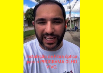 Prefeito Dr. Lucas Donadia acompanha instalação de fibra óptica  para mais de 50 câmeras de videomonitoramento  em Itabirinha