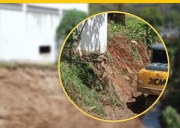 Prefeitura de Itabirinha iniciou construção de muro de arrimo em residência próxima ao Ribeirão Itabira