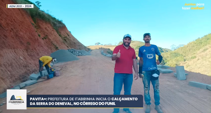 Prefeitura inicia a pavimentação do 19º trecho rural, a Serra do Deneval, no Córrego do Funil em Itabirinha