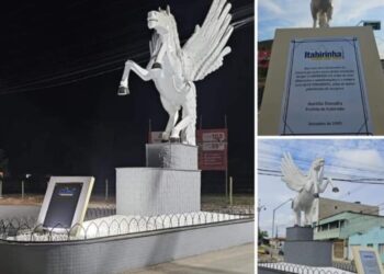 Prefeitura restaura Pegasus (cavalo alado da mitologia grega), monumento que representa a Liberdade em Itabirinha