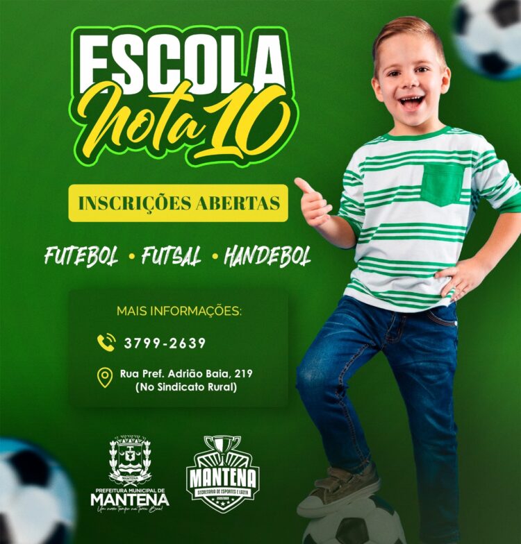 Depois de 16 anos a Prefeitura de Mantena, através da Secretaria de Esporte, volta com Escolinha de futebol, futsal e handebol.