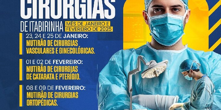 Veja as datas para agendamentos do Mutirão de Cirurgias nos meses de janeiro e fevereiro em Itabirinha 