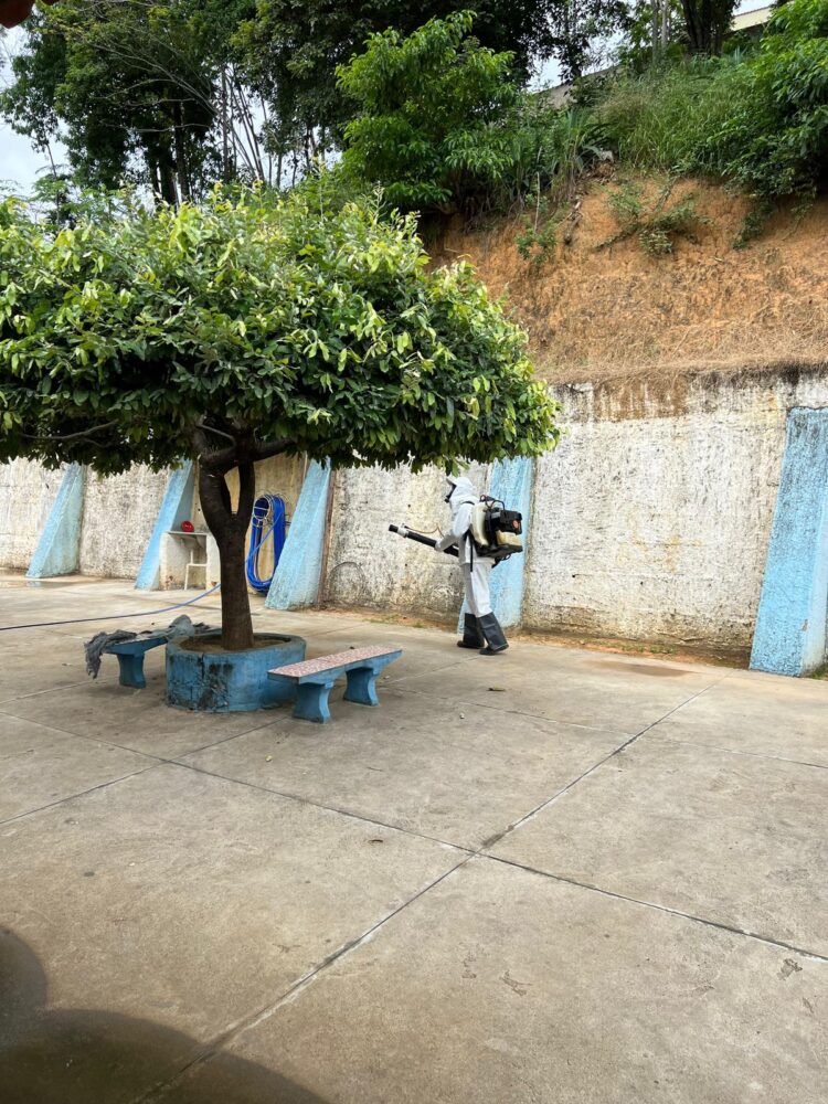 Um Novo Tempo na Terra Boa! Segurança na pintura dos quebra-molas e mutirão de dedetização nas escolas, compromisso com a Educação na volta às aulas em Mantena. 