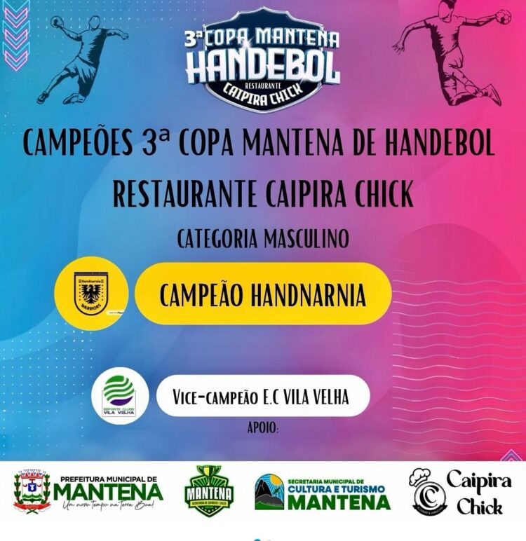 HandNarnia de Pedra Azul no masculino e Mide-Hand de Teófilo Otoni no feminino foram os campeões da 3ª Copa Mantena de Handebol