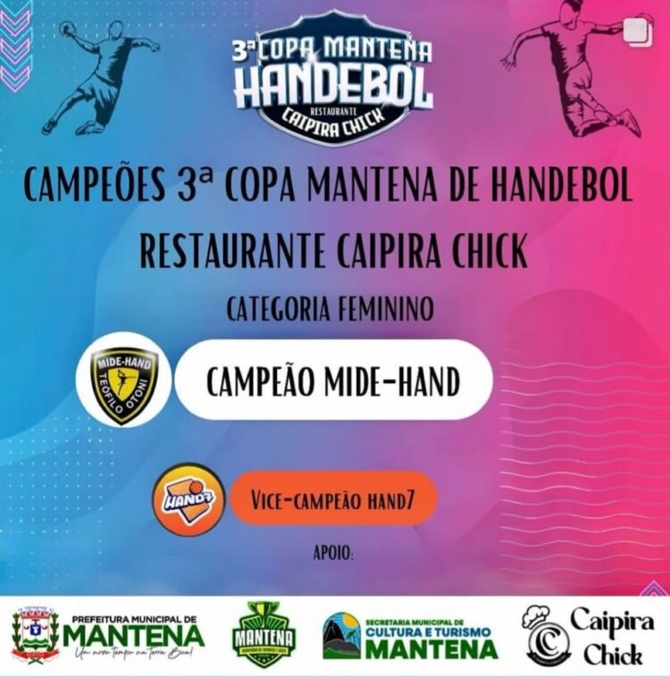 HandNarnia de Pedra Azul no masculino e Mide-Hand de Teófilo Otoni no feminino foram os campeões da 3ª Copa Mantena de Handebol
