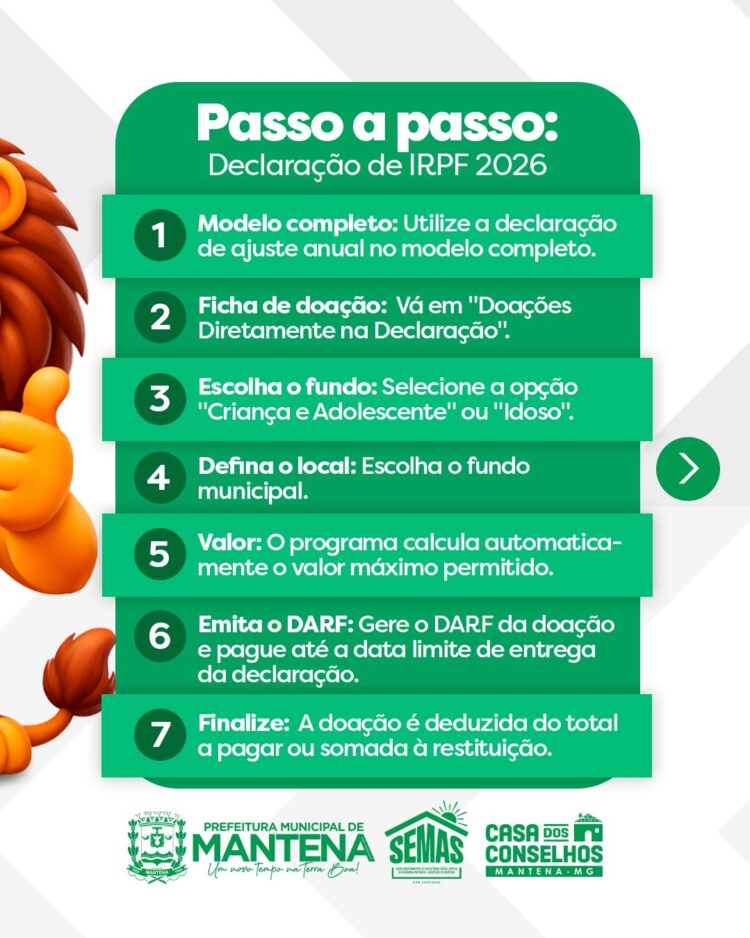 Transforme seu Imposto em Cuidado: Campanha “Leão Amigo” Mobiliza Mantena