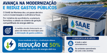 SAAE Mantena adere à geração compartilhada de energia e reduz conta de luz pela metade