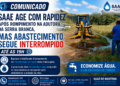 SAAE age com rapidez após rompimento na Adutora da Serra Branca, mas abastecimento segue interrompido até as 19h