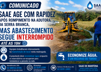 SAAE age com rapidez após rompimento na Adutora da Serra Branca, mas abastecimento segue interrompido até as 19h