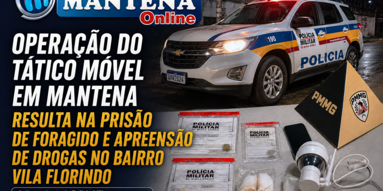 Operação do Tático Móvel em Mantena Resulta na Prisão de Foragido e Apreensão de Drogas no Bairro Vila Florindo