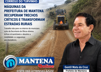 CÓRREGO DO TURVINHO: Máquinas da Prefeitura de Mantena recuperam trechos críticos e transformam estradas rurais