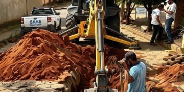 SAAE Mantena age rápido para conter vazamento na Rua Mário Barreto e restabelecer abastecimento de água